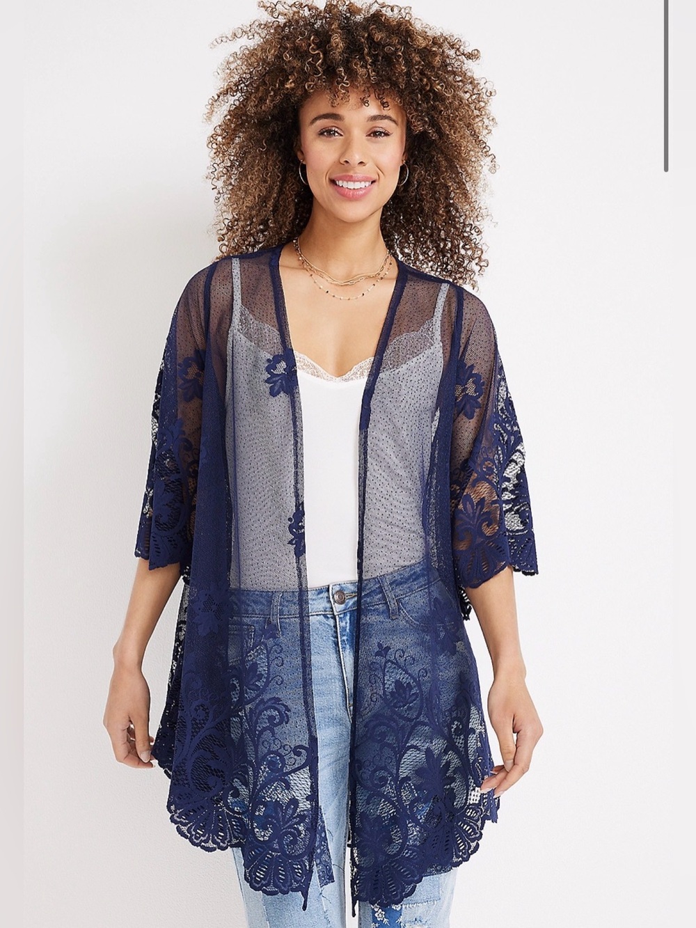 Maurices Blue Lace Kimono Size: Small